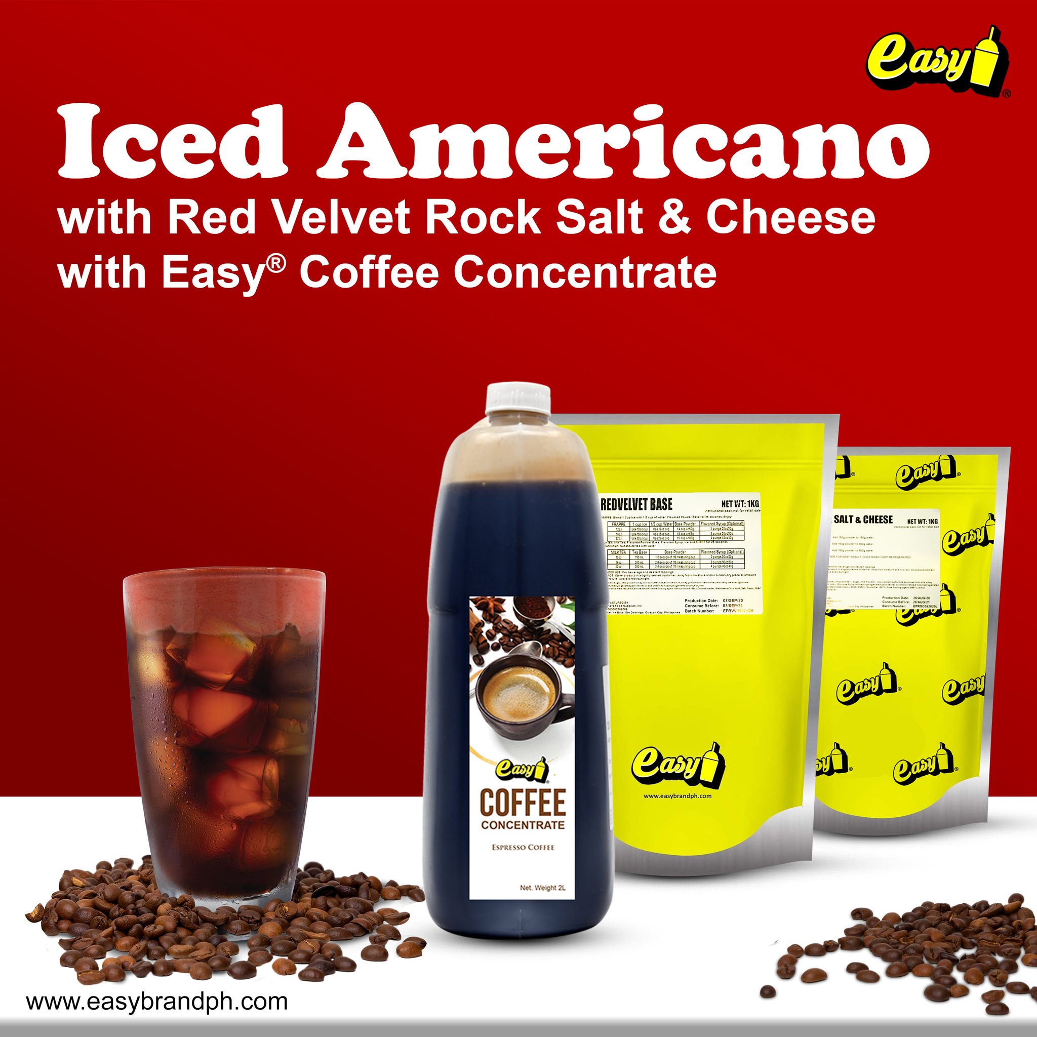 Iced Americano with Red Velvet Rock Salt & Cheese