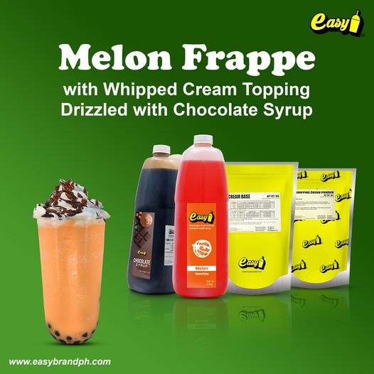 Melon Frappe with Whipped Cream drizzled with Chocolate Syrup